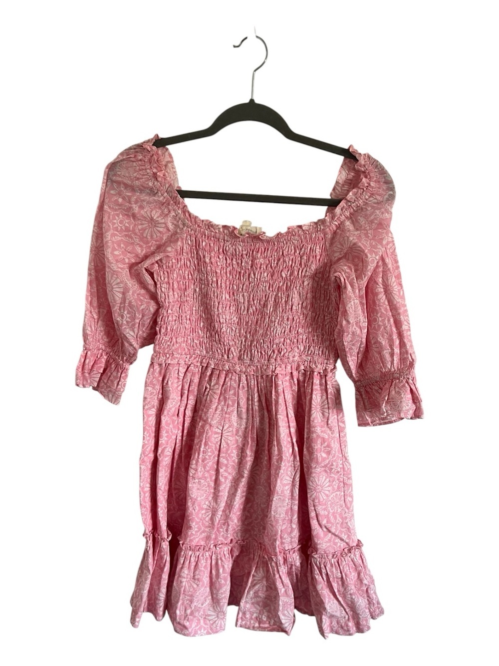 Mon Coco Pink Smocked Cotton Dress, size small